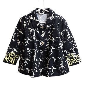Gathering Womens Stylish Black/White Jacket Embroidered Sleeve See Measurements